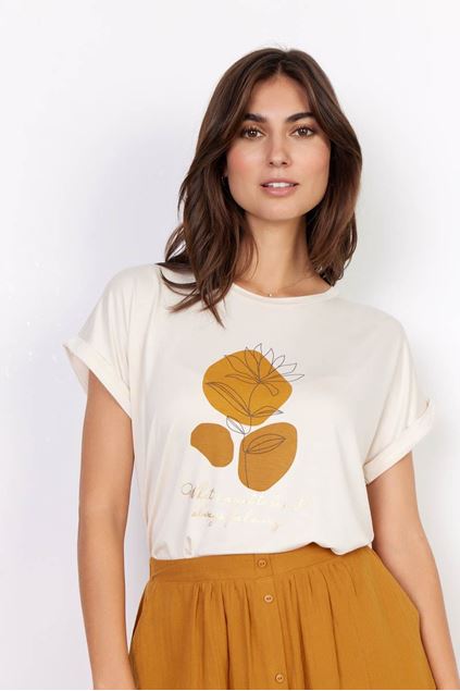 Afbeeldingen van T-shirt - Soyaconcept - Marica - beige/cognac