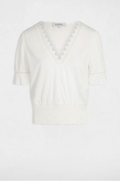Picture of Blouse - Morgan - Dblue - Off white