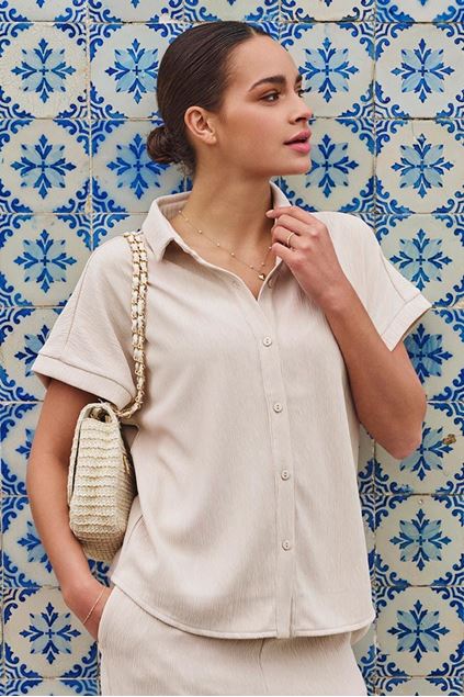 Picture of Blouse - Esqualo - SP25.30016 - light sand