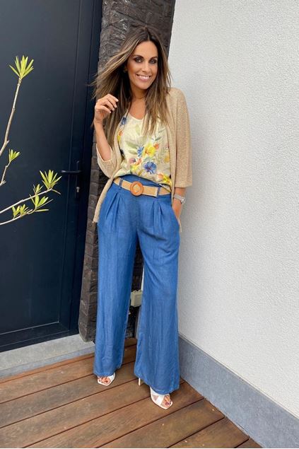 Afbeeldingen van Broek - Terra di Siena - Losvallend tencel jeans
