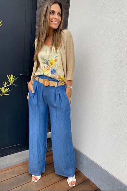 Afbeeldingen van Broek - Terra di Siena - Losvallend tencel jeans