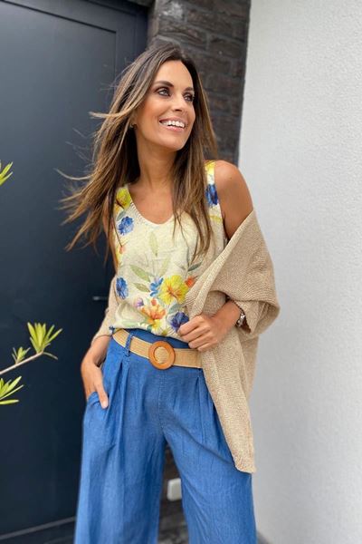 Afbeelding van Top - Terra di Siena - Lurex Gold bloemen