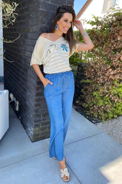 Afbeelding van Broek - Terra di Siena - Losvallend tencel jeans