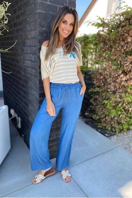 Afbeeldingen van Broek - Terra di Siena - Losvallend tencel jeans