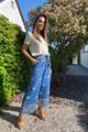 Afbeelding van Broek - Terra di Siena - Losvallend tencel jeans broderie