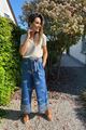 Afbeelding van Broek - Terra di Siena - Losvallend tencel jeans broderie