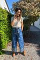 Afbeelding van Broek - Terra di Siena - Losvallend tencel jeans broderie
