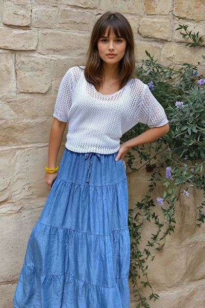 Picture of Pull - Terra di siena -   wit / Korte mouw