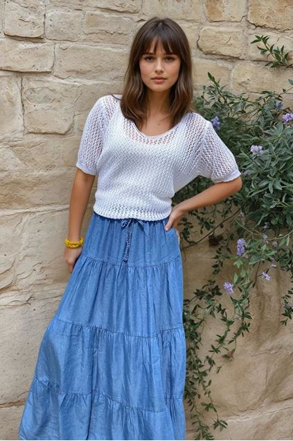 Picture of Pull - Terra di siena -   wit / Korte mouw