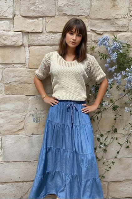 Picture of Pull - Terra di siena -  beige /Korte mouw