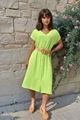 Picture of Jurk - Terra di siena - Doorknoop Fluo groen.