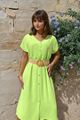 Picture of Jurk - Terra di siena - Doorknoop Fluo groen.