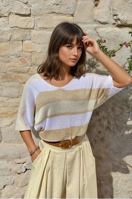 Picture of Pull - Terra di siena -   strepen Beige