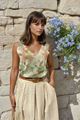 Afbeelding van Top - Terra di Siena - Lurex Groene bloemen