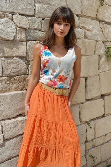 Picture of Top - Terra di Siena - wit bloemen