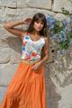 Afbeelding van Top - Terra di Siena - wit bloemen