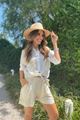 Blouse - Terra di Siena - ecru met gouden details