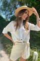 Blouse - Terra di Siena - ecru met gouden details