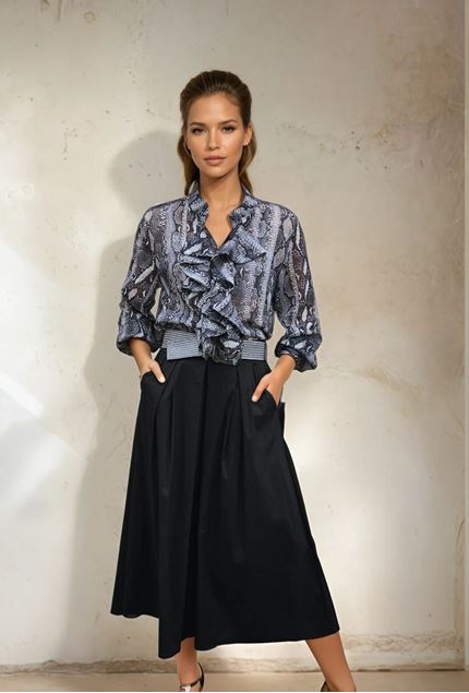 Afbeeldingen van Blouse - Terra di Siena - Slangenprint - Grijs