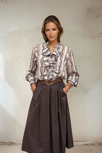 Afbeelding van Blouse - Terra di Siena - Slangenprint Bruin