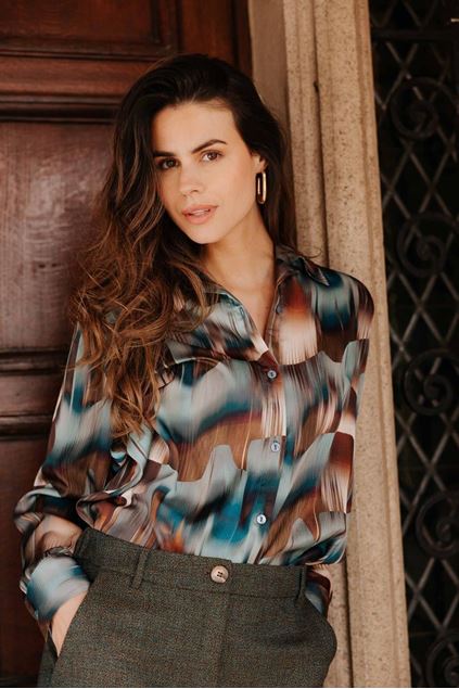 Picture of Blouse - Signe Nature - 840261 - aqua/ecru/kaki