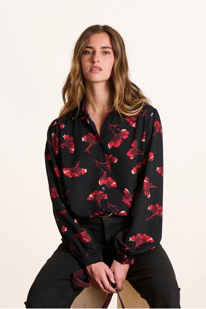 Afbeeldingen van Blouse - La Fée Maraboutée - Zodka - noir/rouge