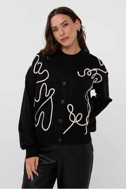 Show details for Cardigan - Esqualo - F25.02506 - black Picture of Cardigan - Esqualo - F25.02506 - black