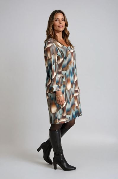 Picture of Jurk - Signe Nature - 890226 - aqua/ecru/kaki