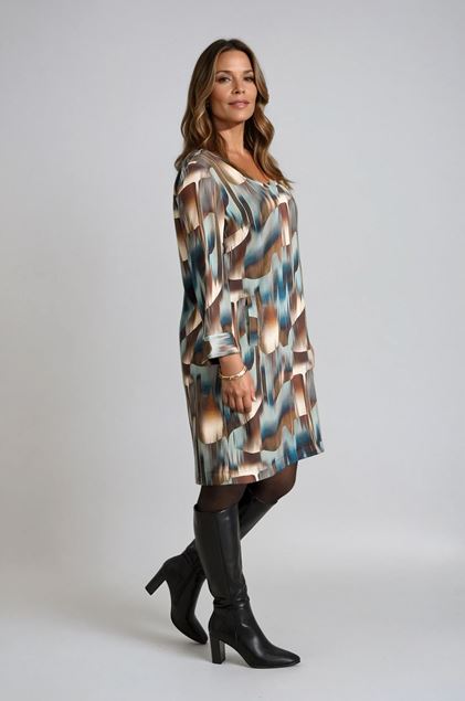 Picture of Jurk - Signe Nature - 890226 - aqua/ecru/kaki