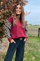 Picture of Sweater - Terra di siena - Bordeaux/leopardw25