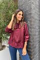 Picture of Blouse - Terra di Siena - Satijn - bord/kant