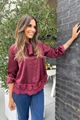 Picture of Blouse - Terra di Siena - Satijn - bord/kant