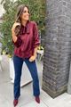 Picture of Blouse - Terra di Siena - Satijn - bord/kant