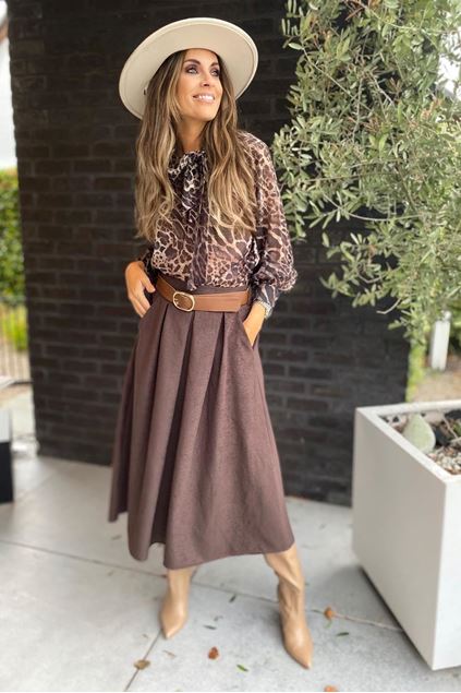 Blouse - Selected by My Wish - Luipaard groot - Bruin