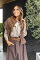 Afbeelding van Blouse - Terra di Siena - Satijn strik - beige