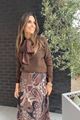 Blouse - Terra di Siena - Satijn strik - Bruin