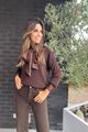 Blouse - Terra di Siena - Satijn strik - Bruin