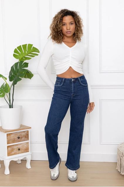 Picture of Broek - Selected by My Wish - Vlechtdetail aan zak- DJ Y6698