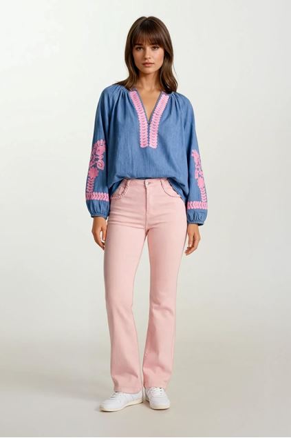 Afbeeldingen van Bloes - Selected by My Wish - jeans 3553 pink