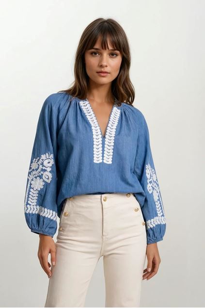 Afbeeldingen van Bloes - Selected by My Wish - jeans 3553 white