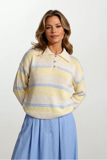 Afbeeldingen van Pull - Terra di Siena - polo lm - strepen