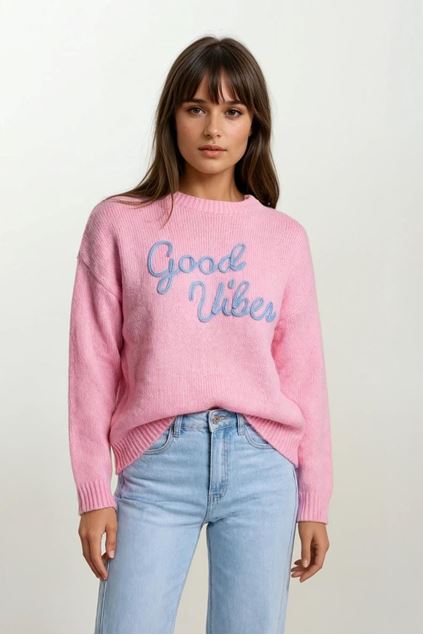 Afbeeldingen van Pull - Terra di Siena - Good vibes - roze