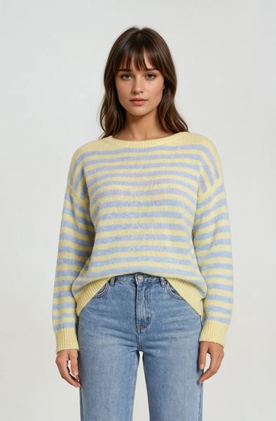 Afbeelding van Pull - Terra di Siena - Stripes - geel/blauw