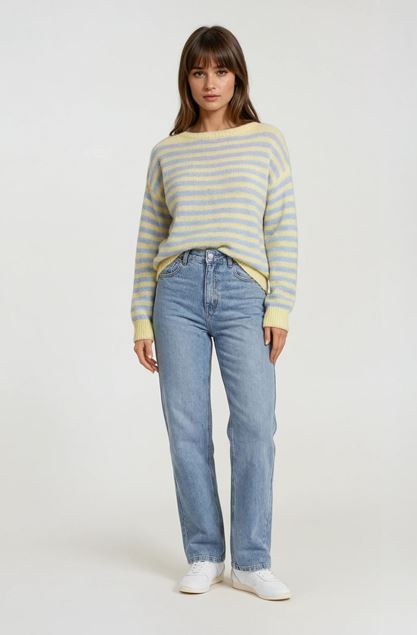 Toon details van Pull - Terra di Siena - Stripes - geel/blauw Afbeeldingen van Pull - Terra di Siena - Stripes - geel/blauw