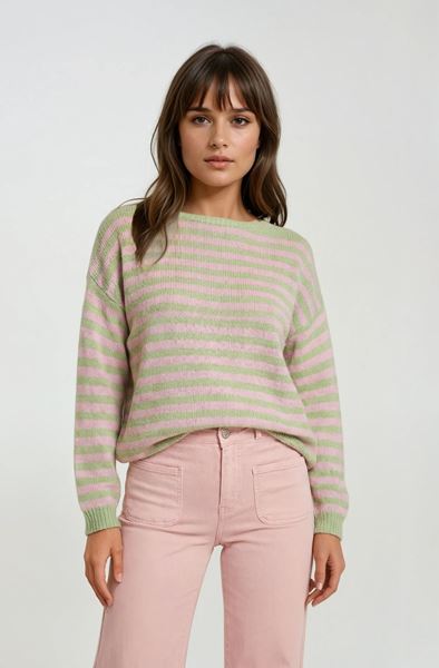 Afbeelding van Pull - Terra di Siena - Stripes - mint/roze