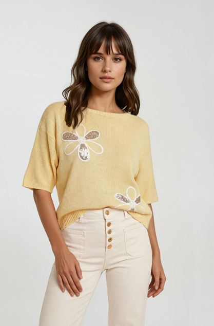 Afbeeldingen van Pull - Terra di Siena -geel/ bloem