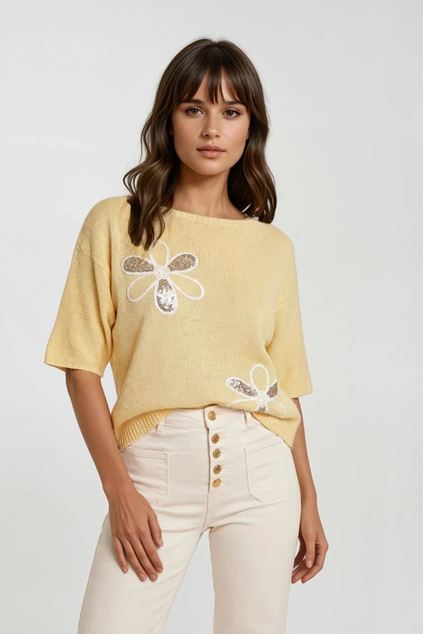 Afbeeldingen van Pull - Terra di Siena -geel/ bloem