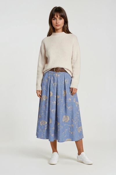 Afbeelding van Rok - Terra di Siena - Jeans beige bloem