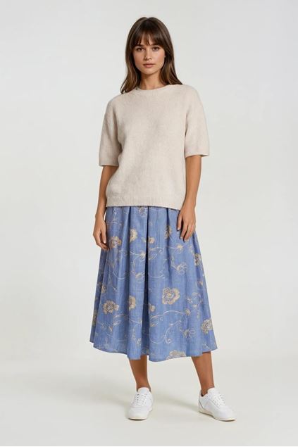 Toon details van Rok - Terra di Siena - Jeans beige bloem Afbeeldingen van Rok - Terra di Siena - Jeans beige bloem