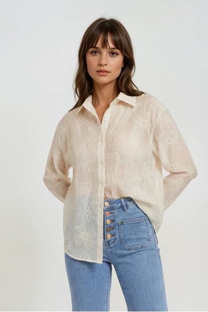 Picture of Blouse - Terra di Siena - ivoor ecru bloem